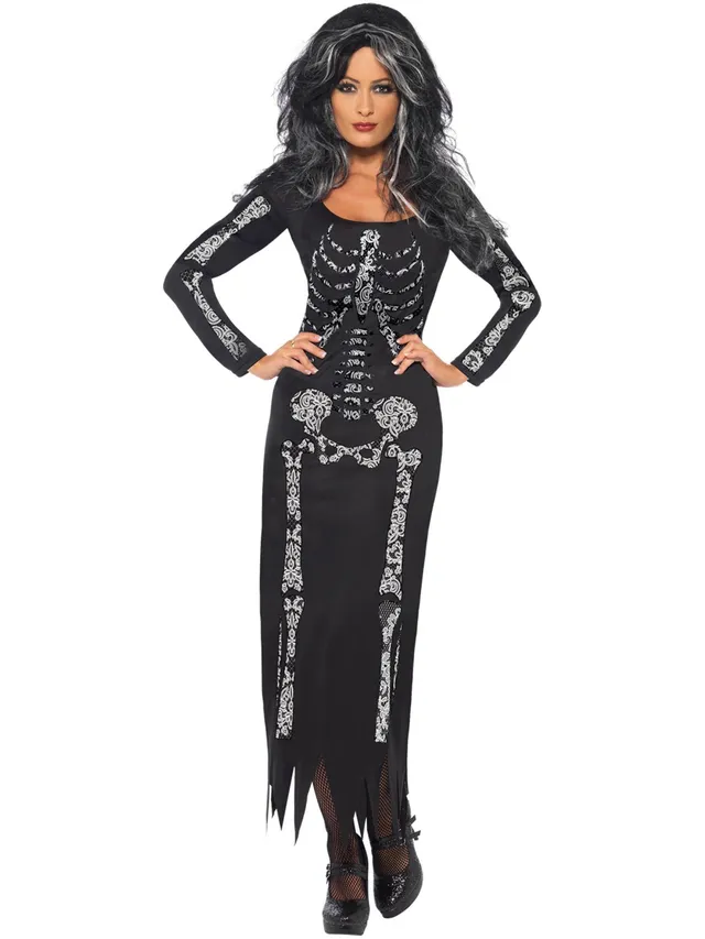 smiffys-fever-skeleton-kost-m-damen-schwarz image 1