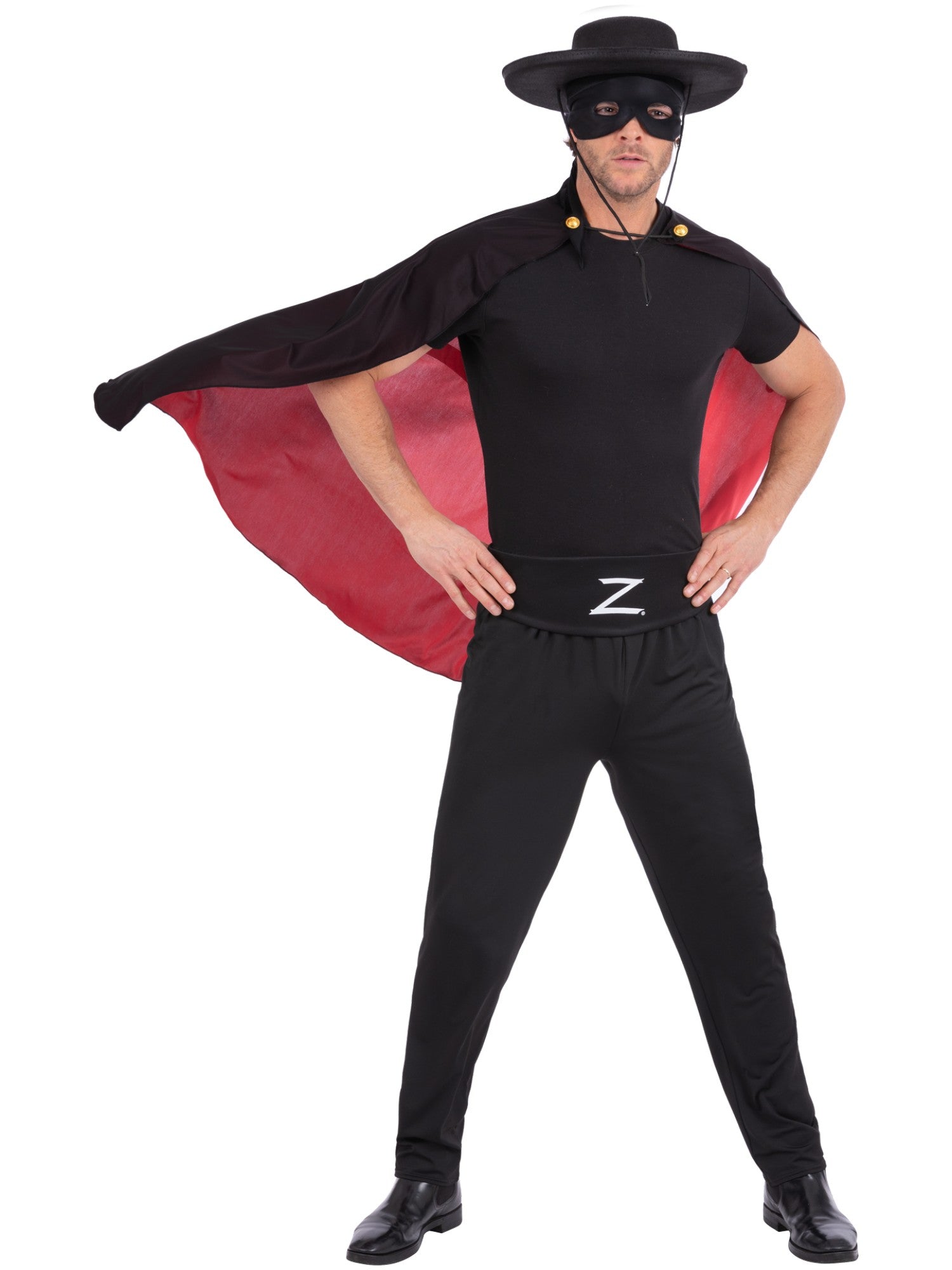 smiffys-fever-zorro-accessory-kit-kost-mset-schwarz-rot image 4