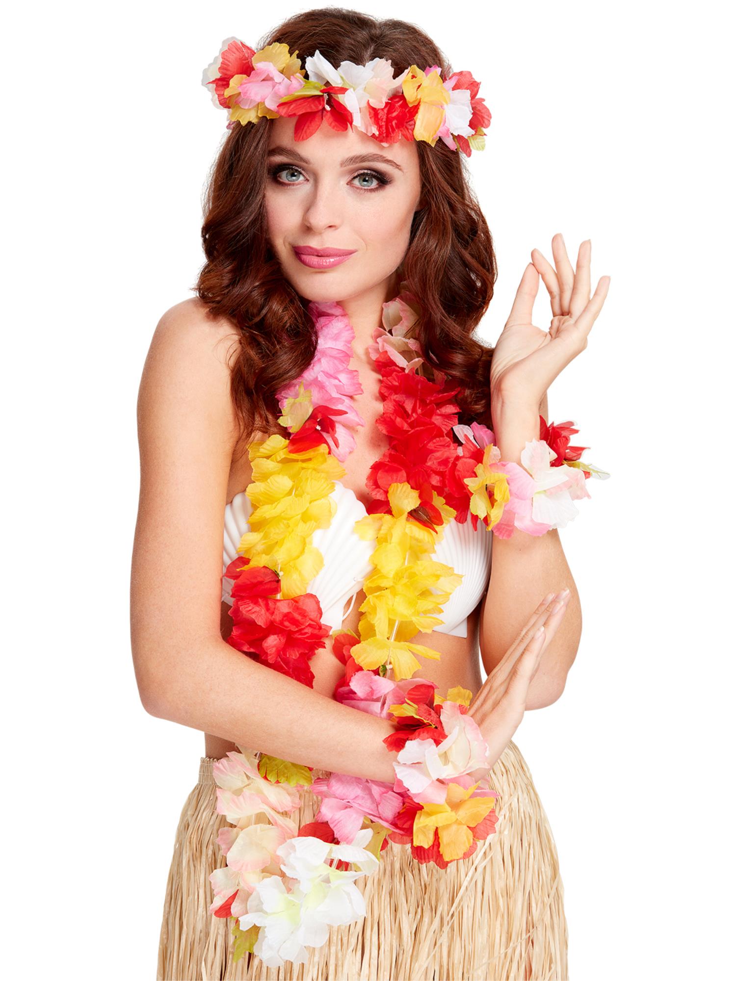 smiffys-fever-hawaiian-set-hawaii-kost-m-zubeh-r-bunt image 1