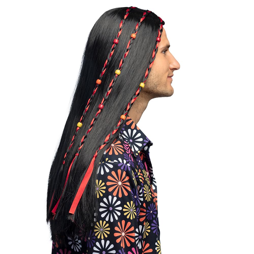 boland-wigs-flower-power-per-cke-schwarz-lang-erwachsene image 2
