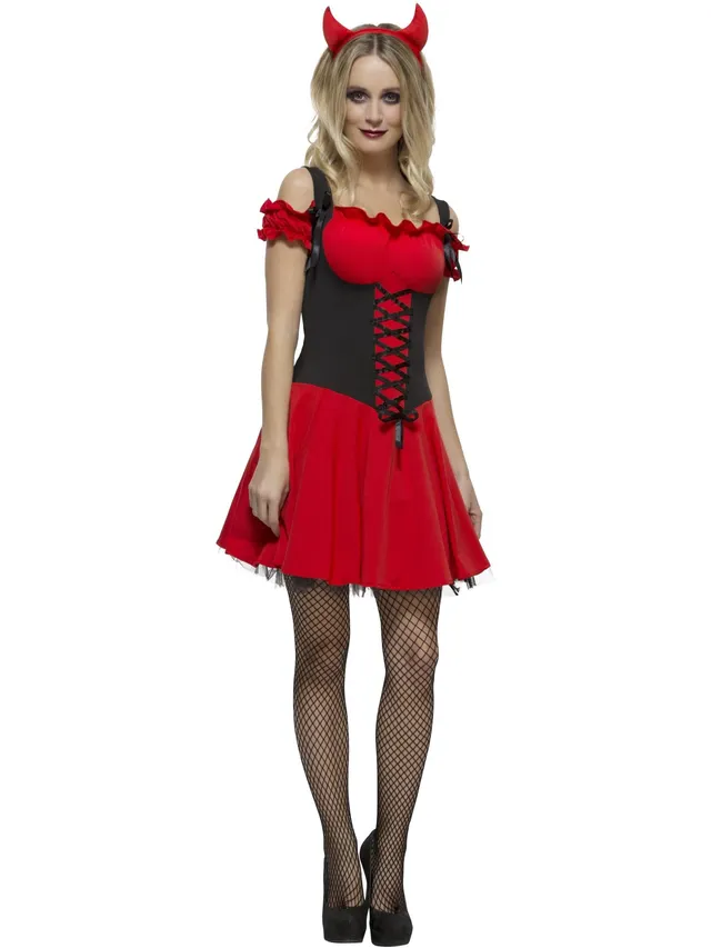 smiffys-fever-devil-kost-m-rot-damen-h-rner image 1