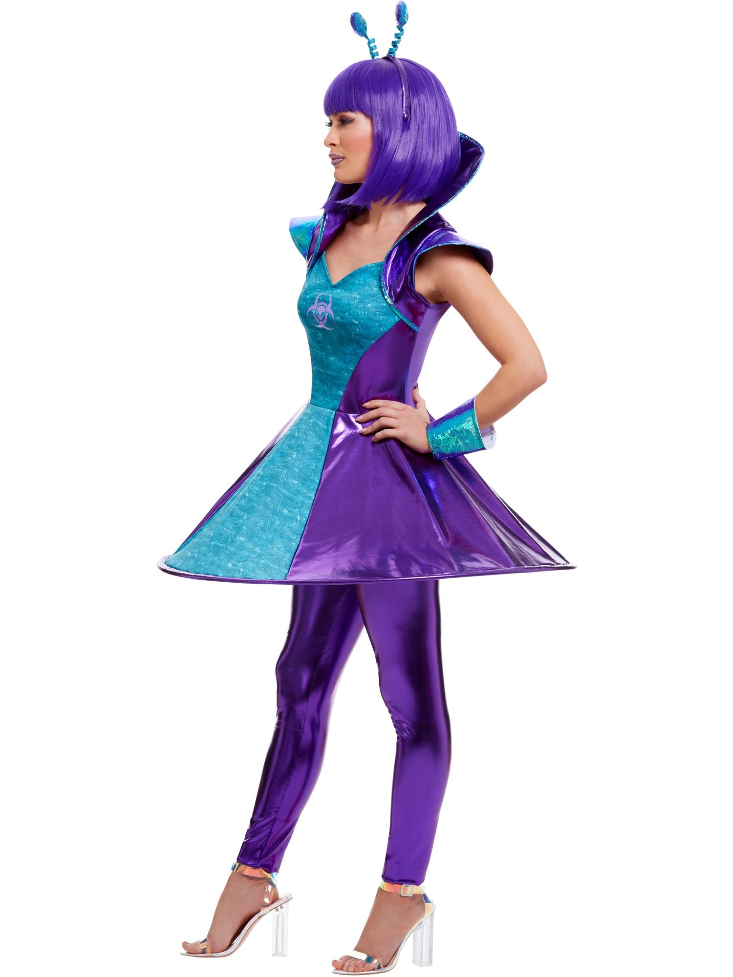 smiffys-fever-alien-lady-kost-m-damen-lila-t-rkis-kleid image 3