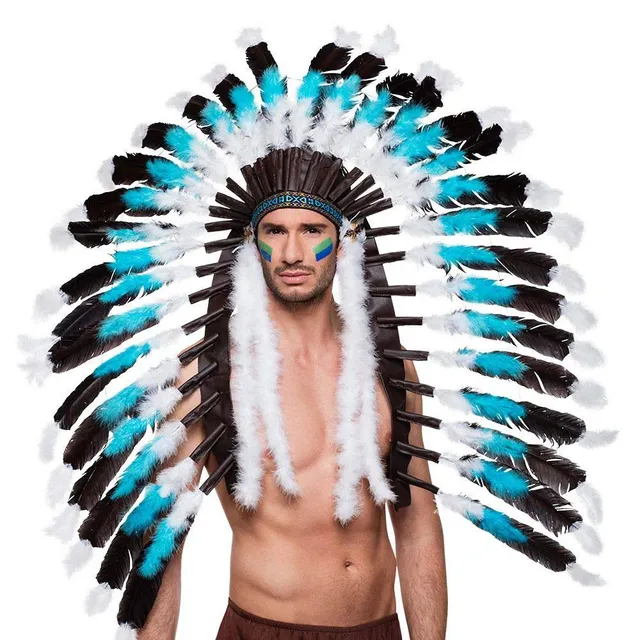 boland-snow-wolf-indianer-kopfschmuck-federn-blau-wei image 1