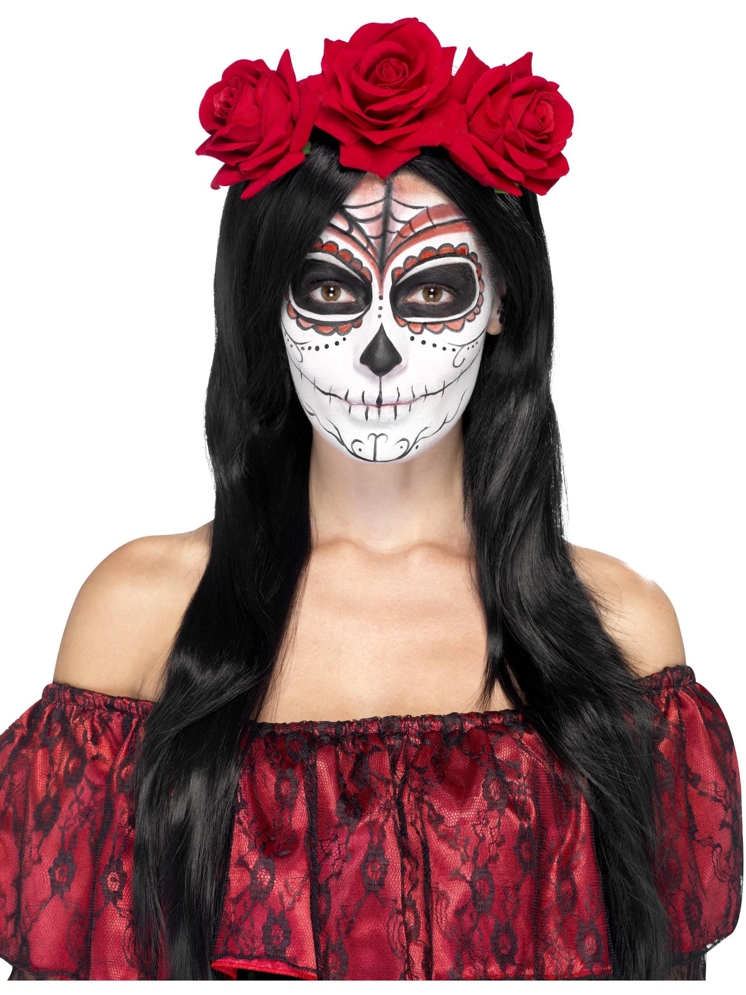 smiffys-fever-day-of-the-dead-haarband-rosen-rot-einheitsgr-e image 1