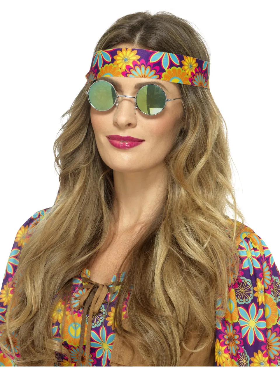 smiffys-fever-hippie-brille-rund-verspiegelt-gr-n-blau image 1