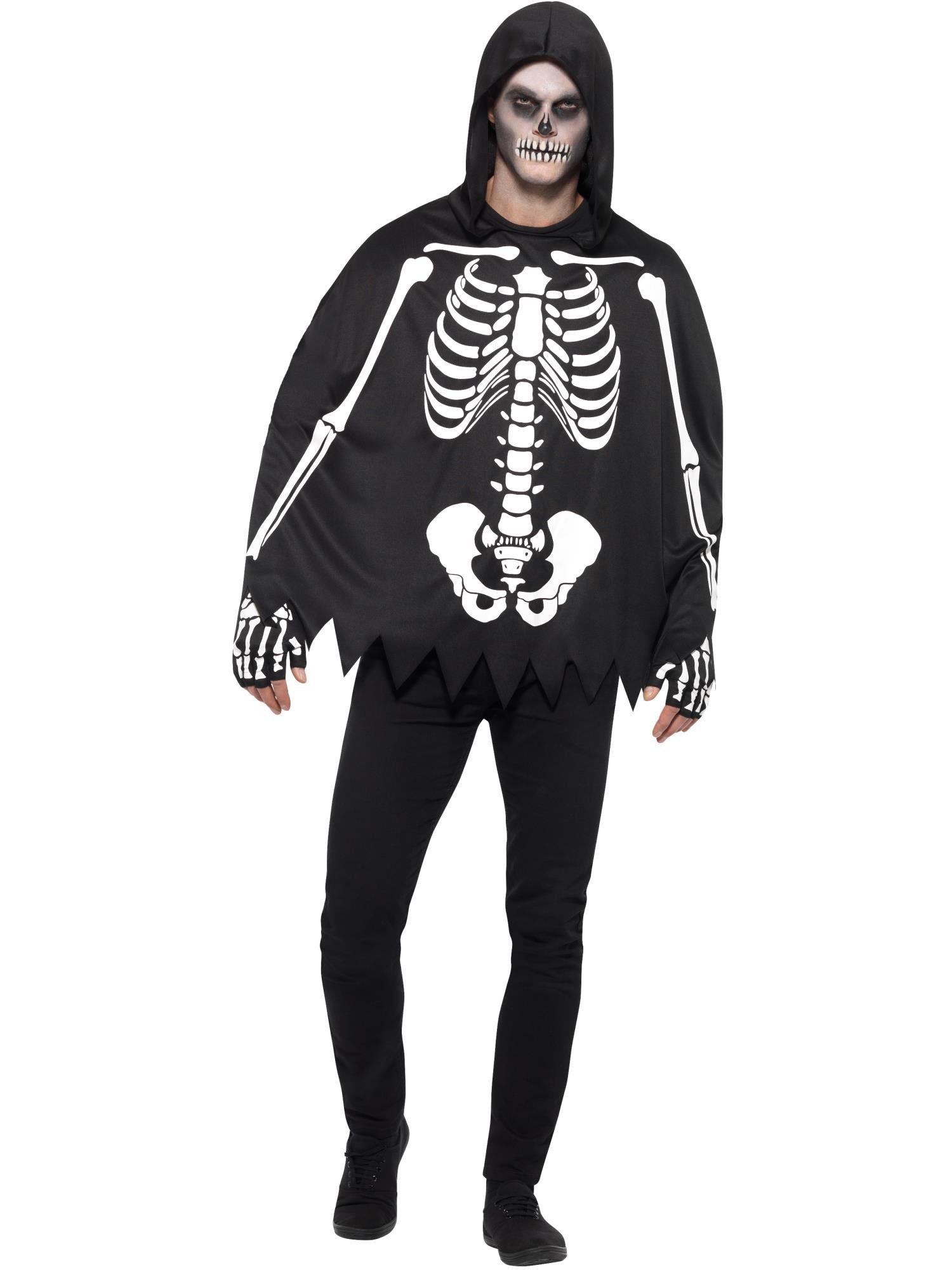 smiffys-fever-skeleton-kit-skelettkost-m-poncho-schwarz-unisex image 2