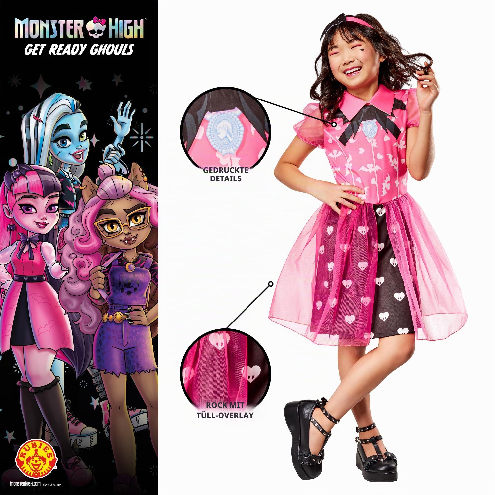 rubie-s-deluxe-draculaura-classic-kost-m-7-8-jahre-kleid-rosa image 3