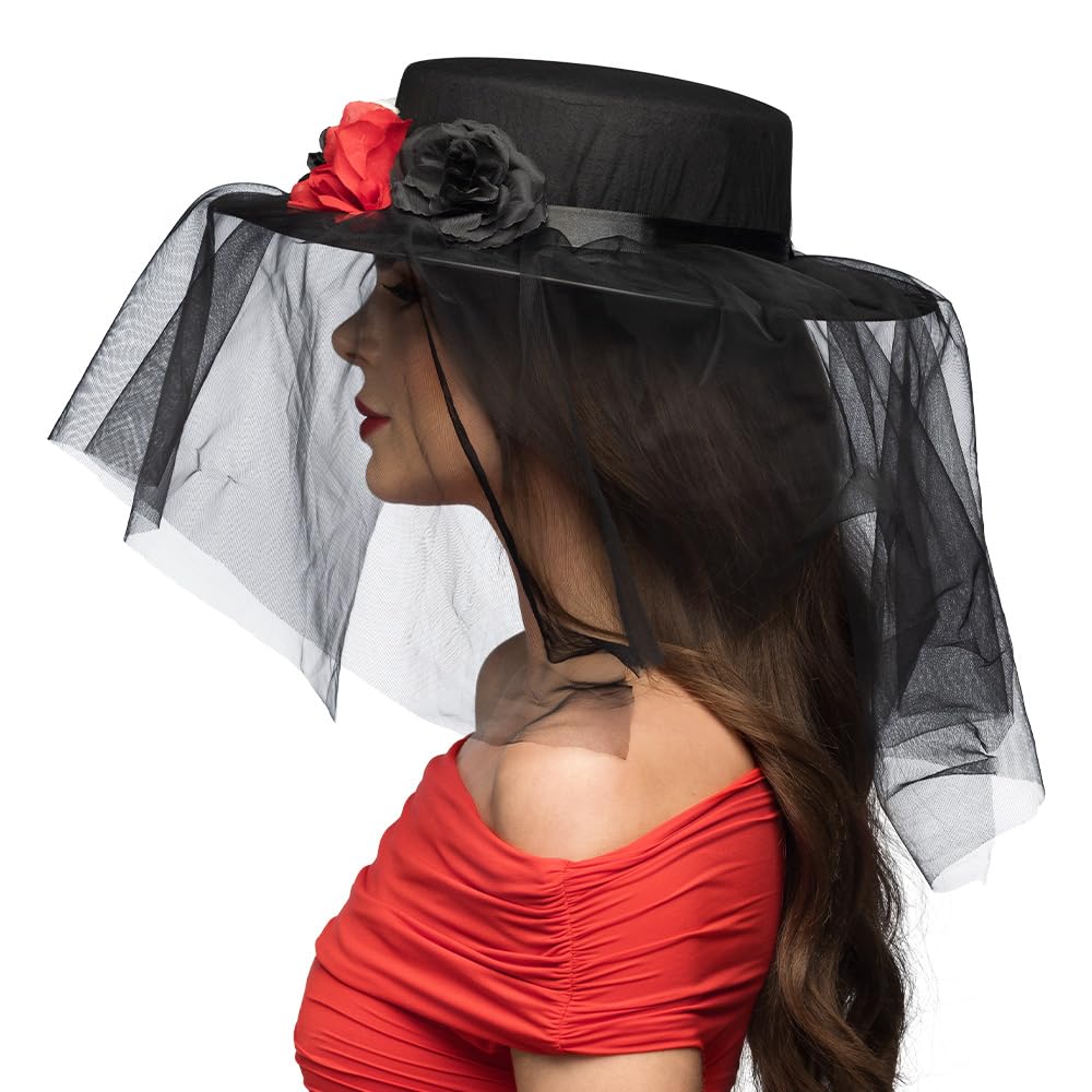 boland-97089-llorona-hut-mit-schleier-schwarz-rot image 3