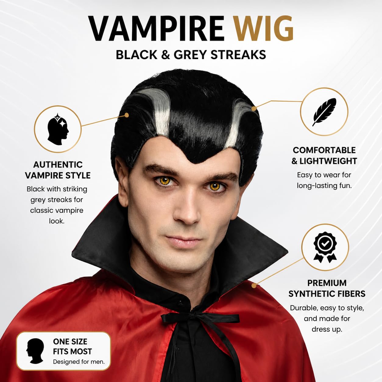 boland-wigs-vampir-per-cke-erwachsene-wei-schwarz-kurz image 2
