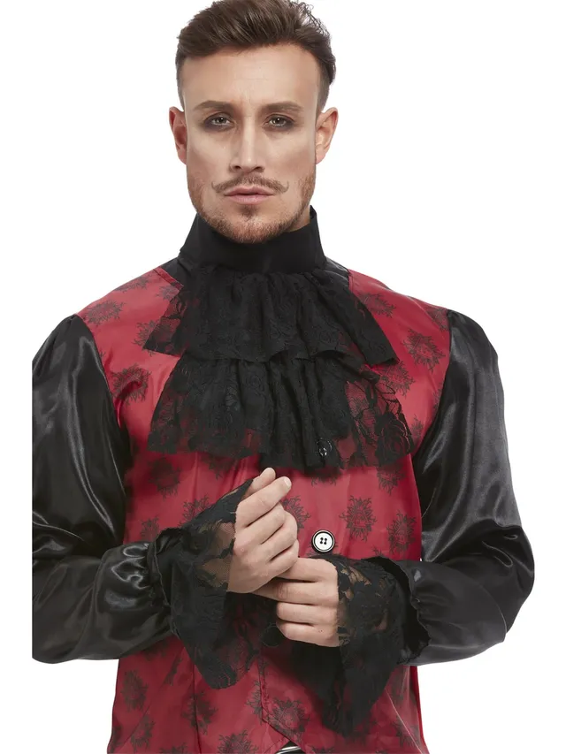 smiffys-fever-cravat-manschetten-set-schwarz-spitze-vampir image 1