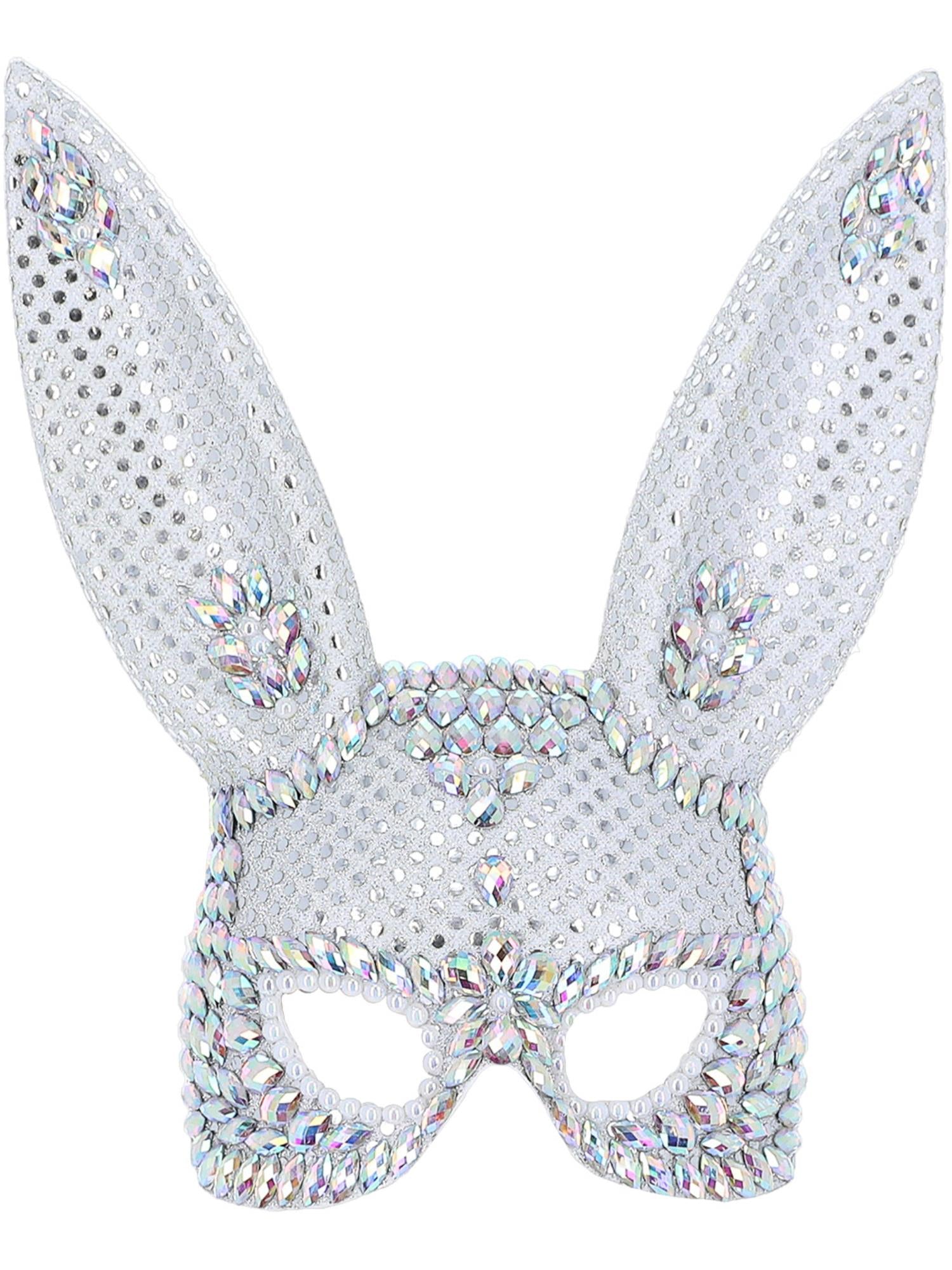 smiffys-fever-bunny-maske-53043-augenmaske-silber-strass image 1