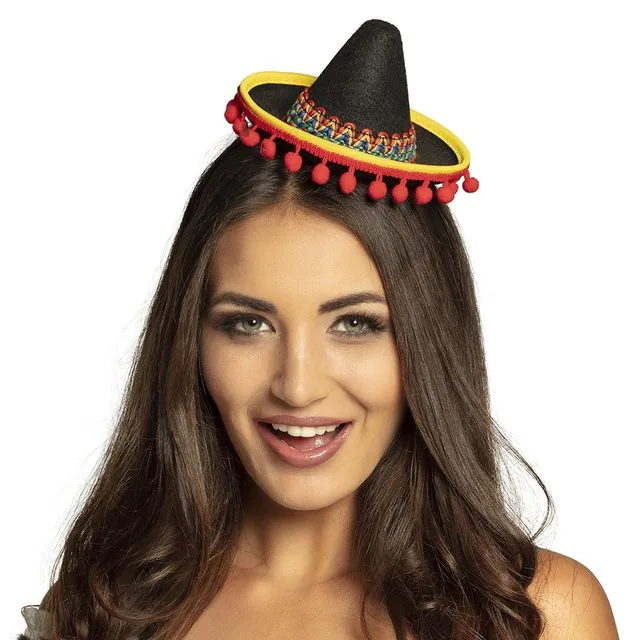 boland-headwear-sombrero-haarreif-minihut-mexiko-pompons image 1