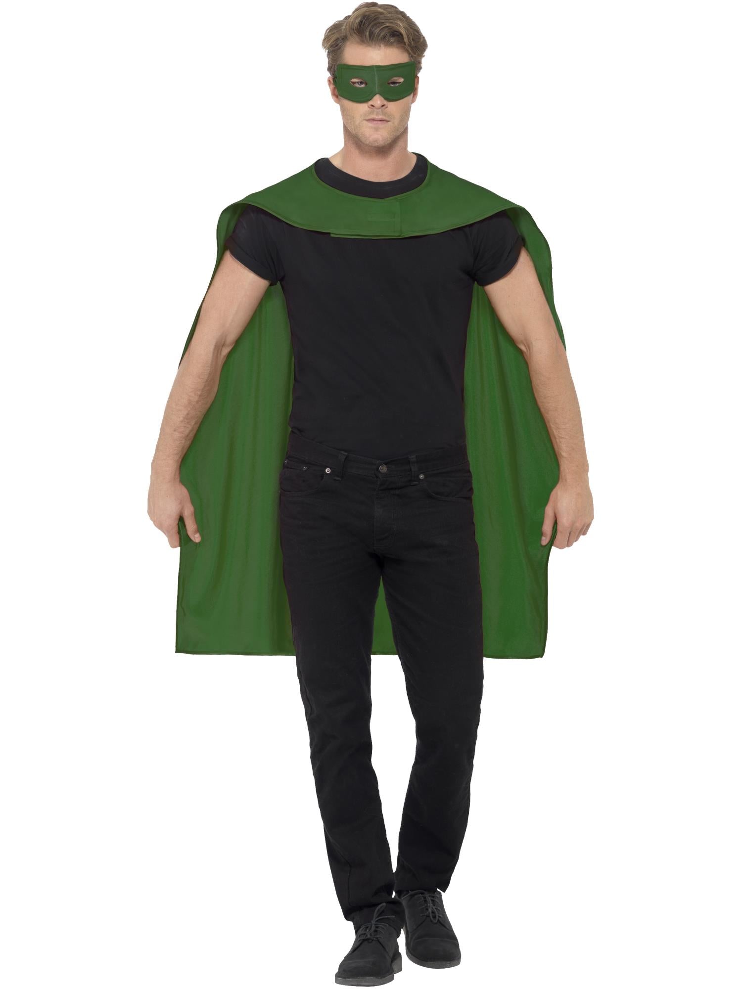 smiffys-fever-cape-gr-n-mit-augenmaske-superheld-umhang image 1