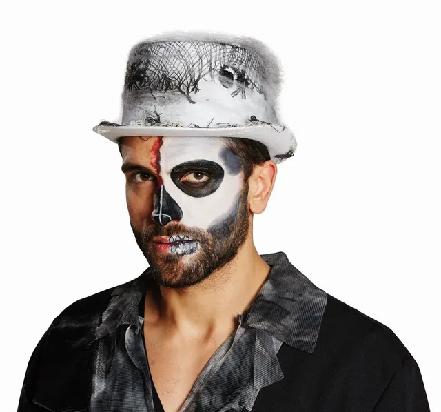 rubie-s-deluxe-zombie-zylinder-hut-wei-mit-netzstoff image 1