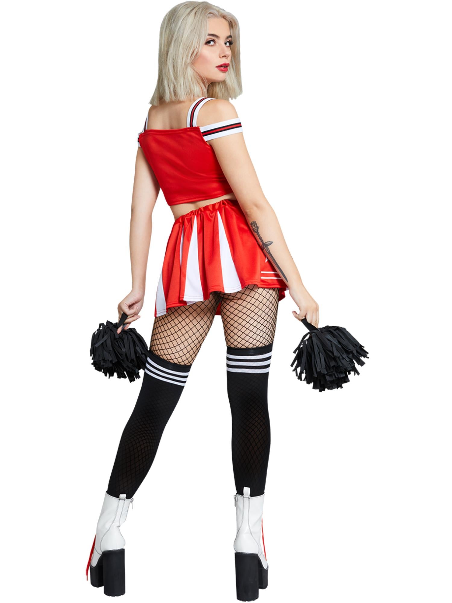 smiffys-fever-devil-cheerleader-kost-m-damen-rot-wei-4-tlg image 2