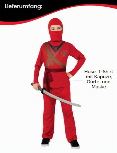 rubie-s-deluxe-ninja-kost-m-rot-m-kinder image 8