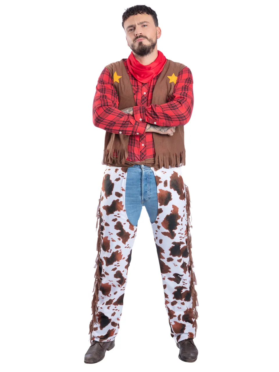 rubies-cowboy-kost-m-herren-l-mit-weste-und-tuch image 1