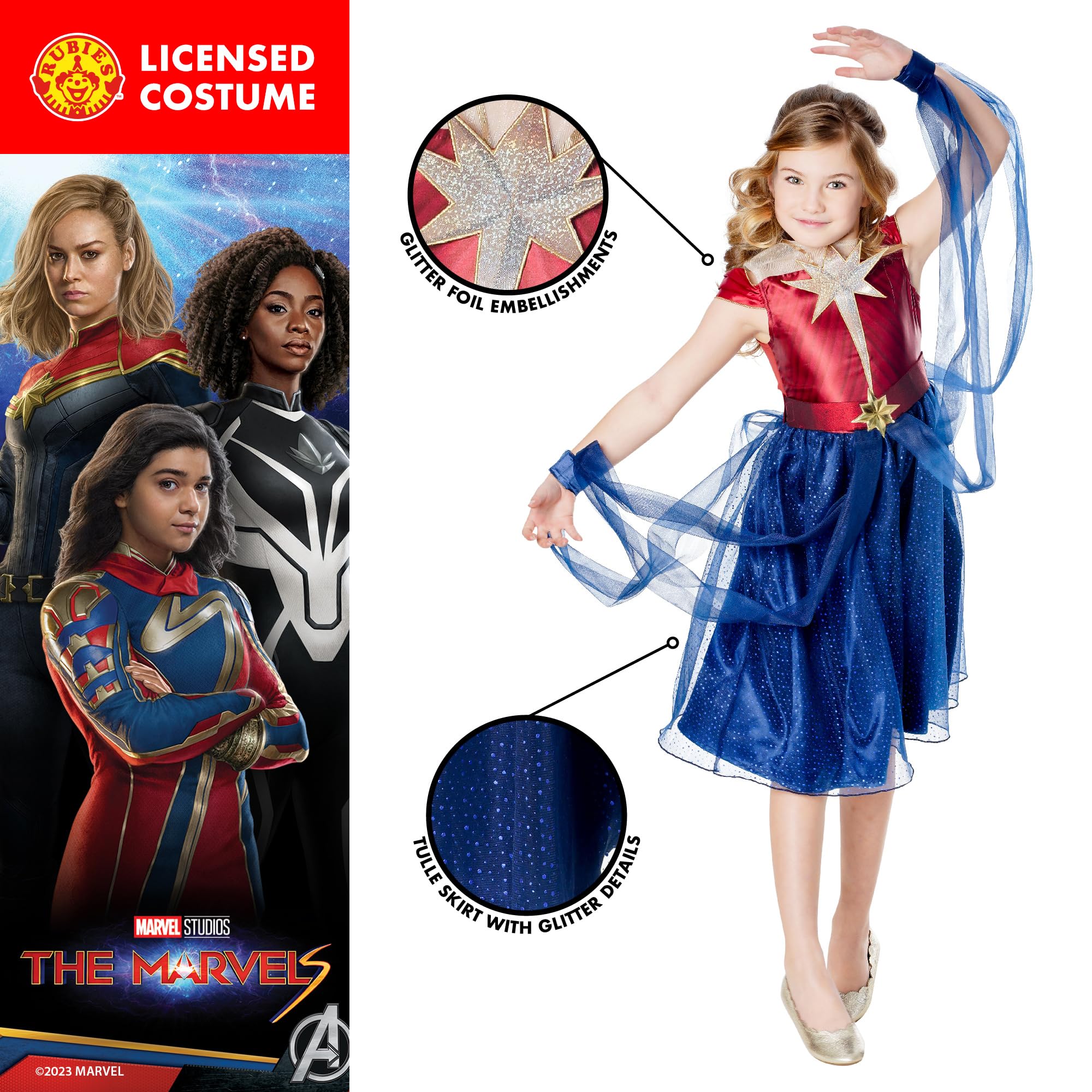rubie-s-deluxe-captain-marvel-m-dchenkost-m-9-10-jahre-lizenziert image 3