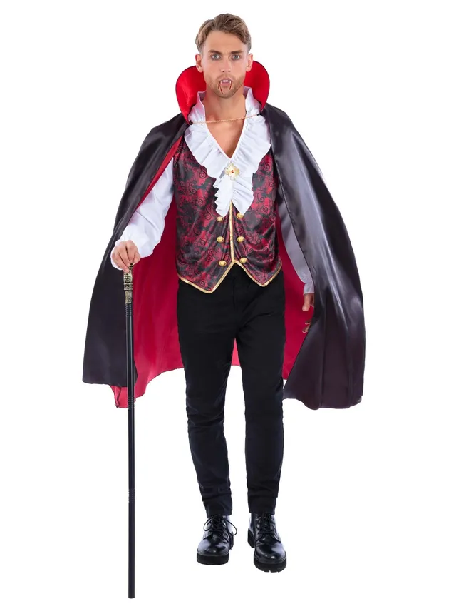 smiffys-fever-vampir-kost-m-schwarz-rot-m-mit-stock image 1