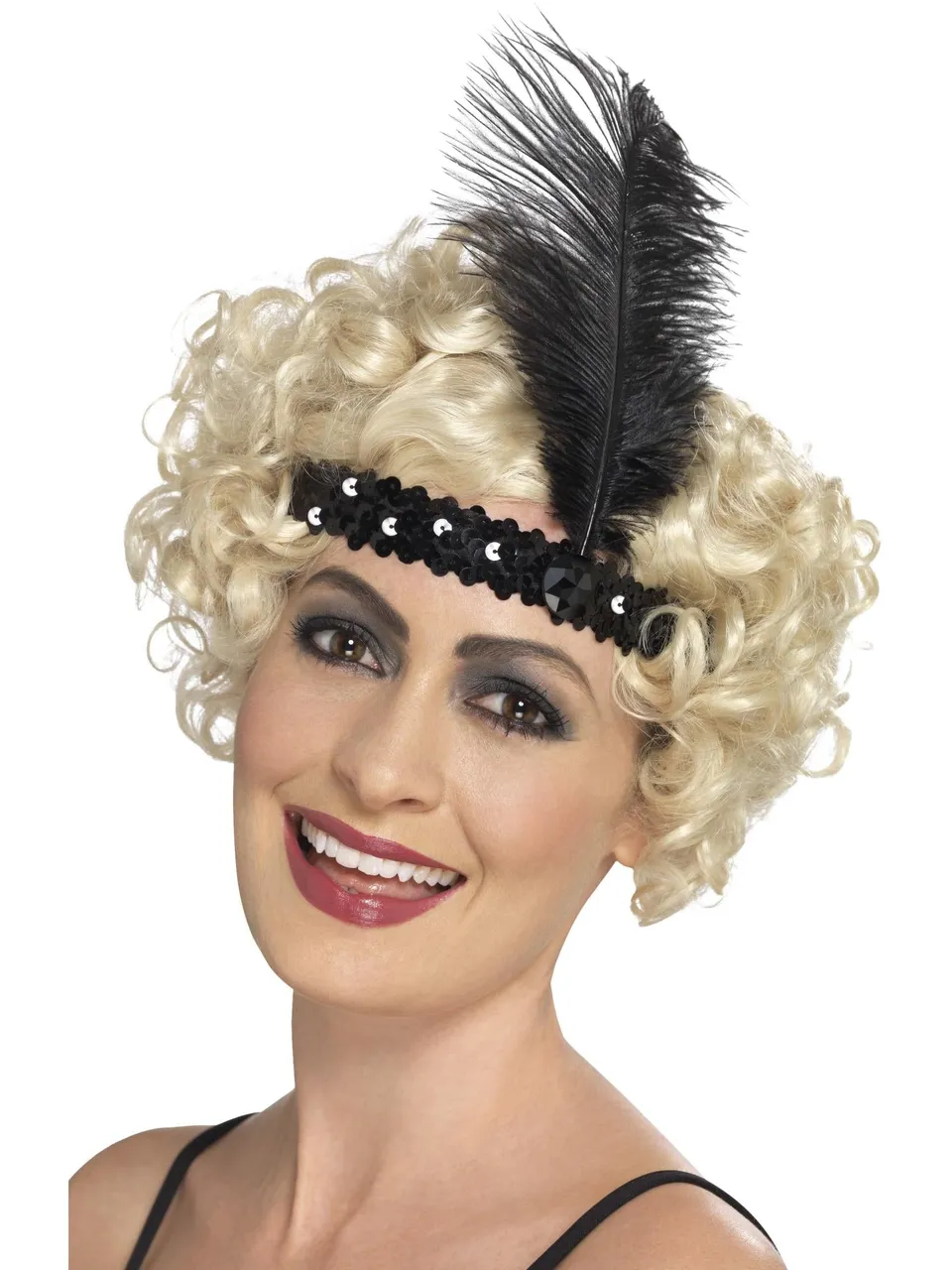 smiffys-fever-flapper-stirnband-schwarz-feder-pailletten image 1
