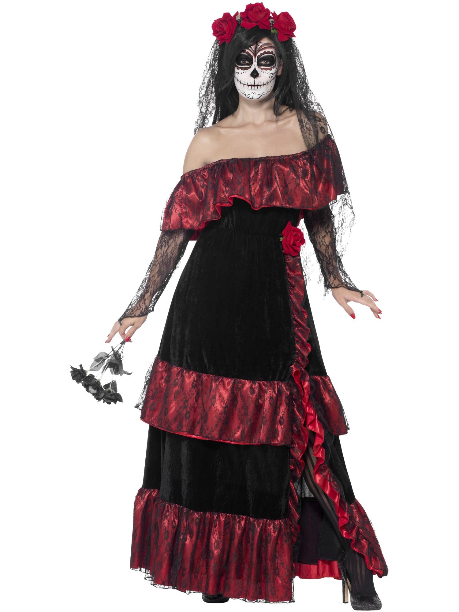 smiffys-fever-day-of-the-dead-braut-damenkost-m-m-schwarz-rot image 4