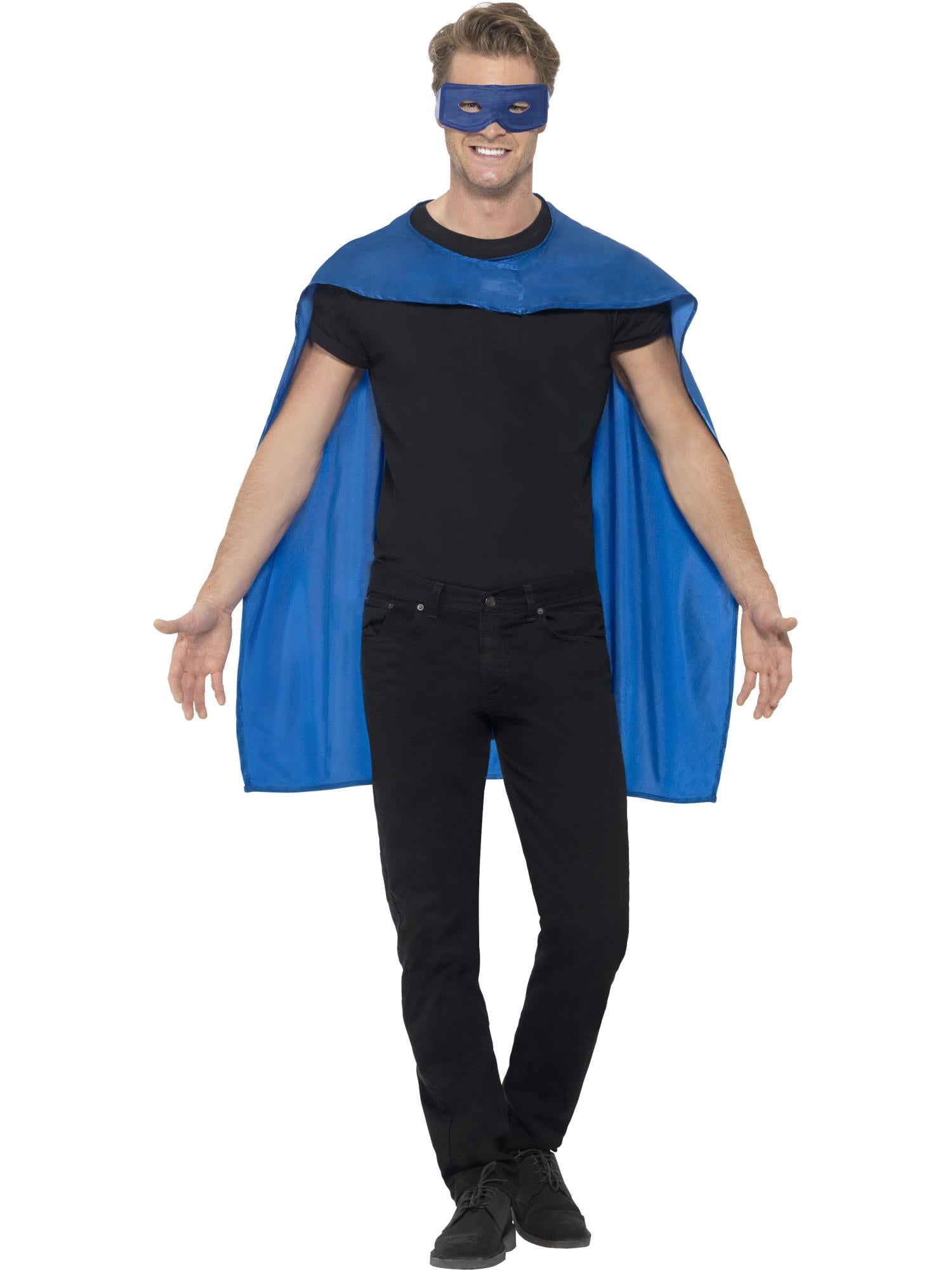 smiffys-fever-cape-blau-mit-augenmaske-superheld-umhang image 1