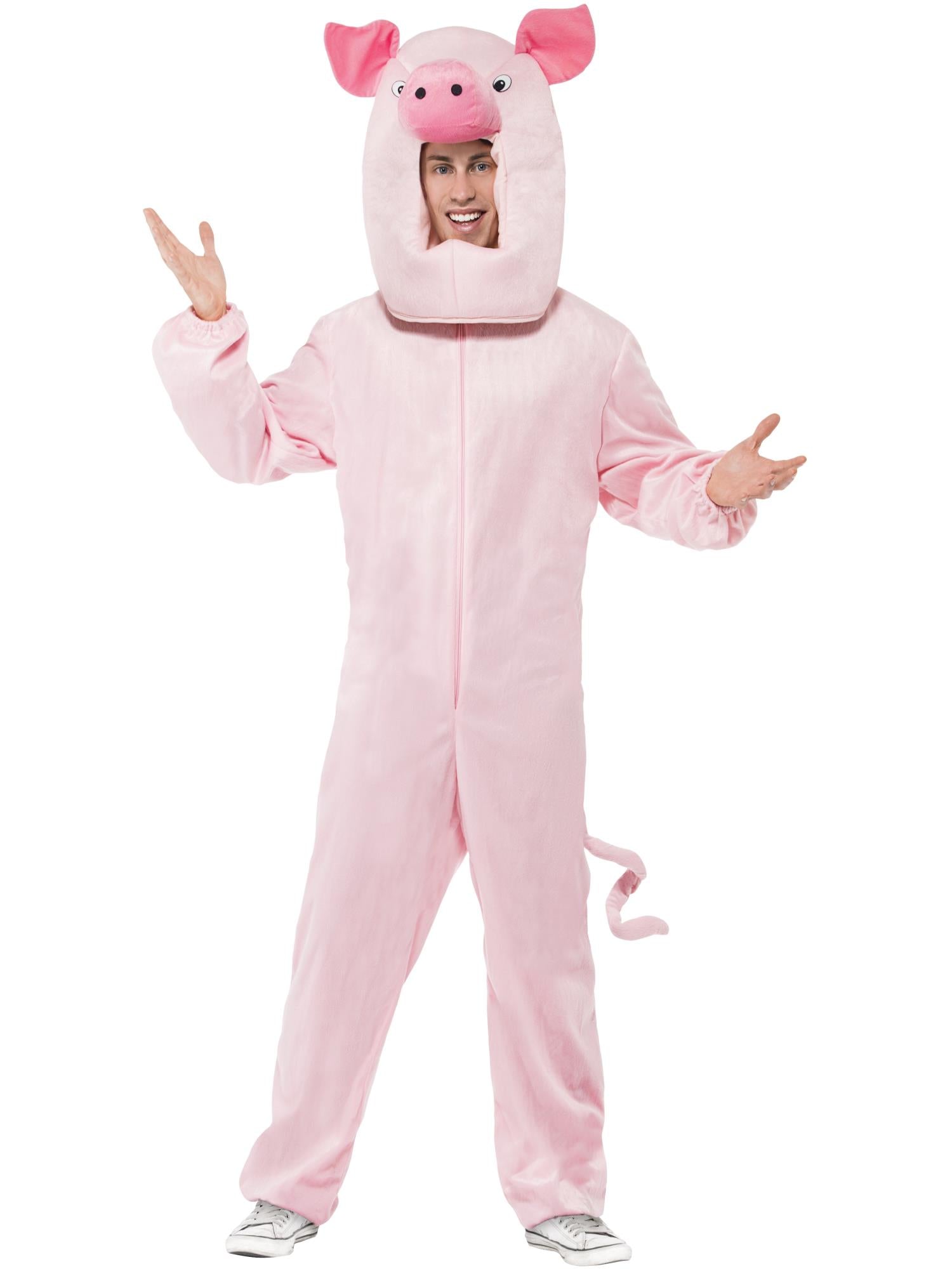smiffys-fever-schweinekost-m-43814-rosa-overall-mit-kapuze image 1