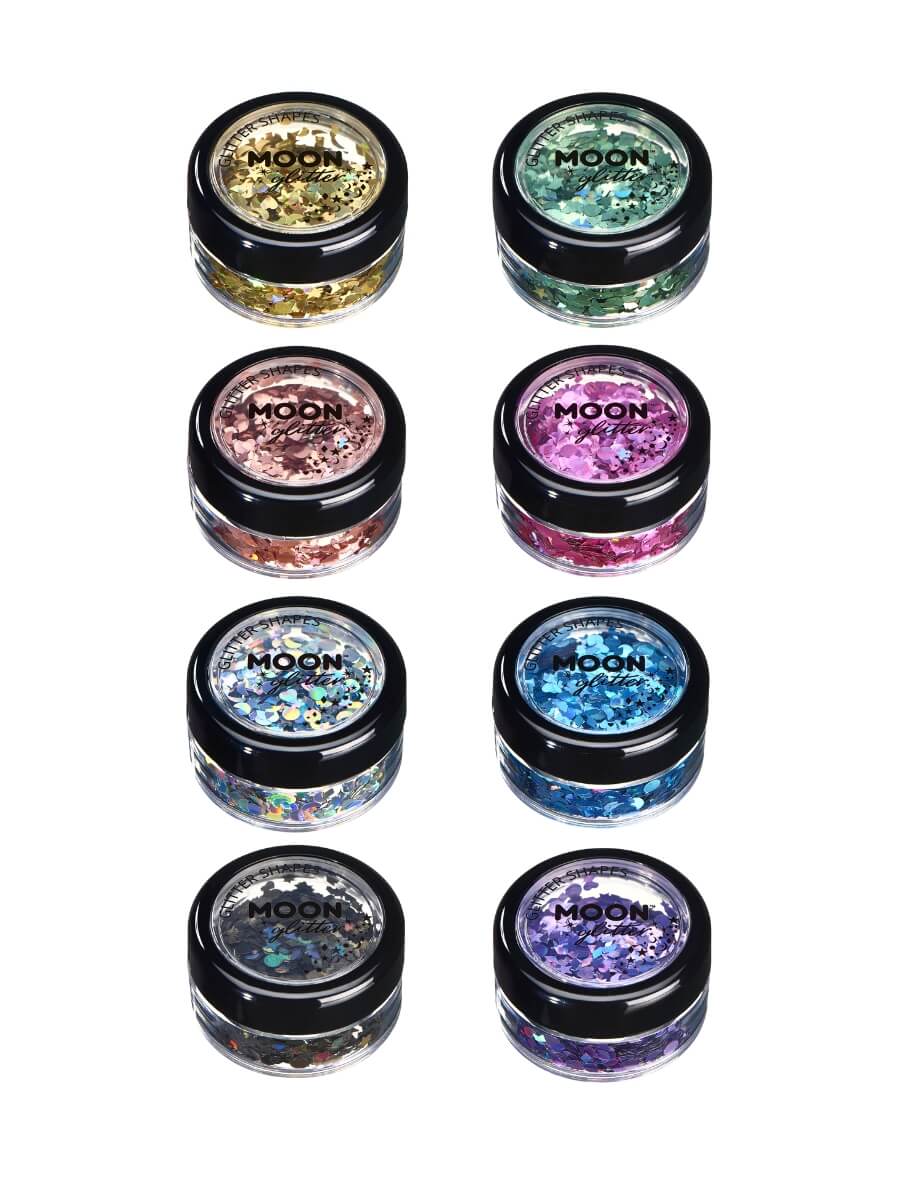 smiffys-makeup-fx-moon-glitter-shapes-glitzer-silber-3g-holografisch image 1