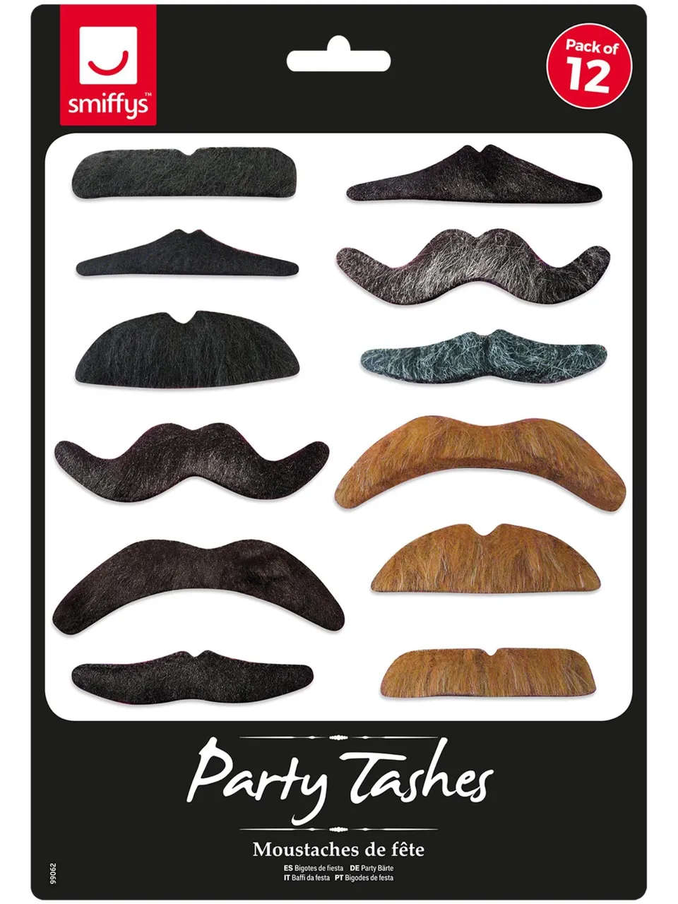 smiffys-fever-party-schnurrbart-12er-set-selbstklebend-bunt image 1