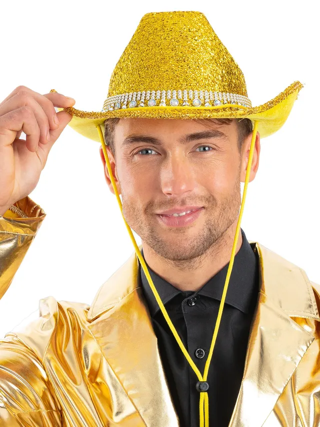 smiffys-fever-cowboyhut-gold-glitzer-strass-unisex image 1