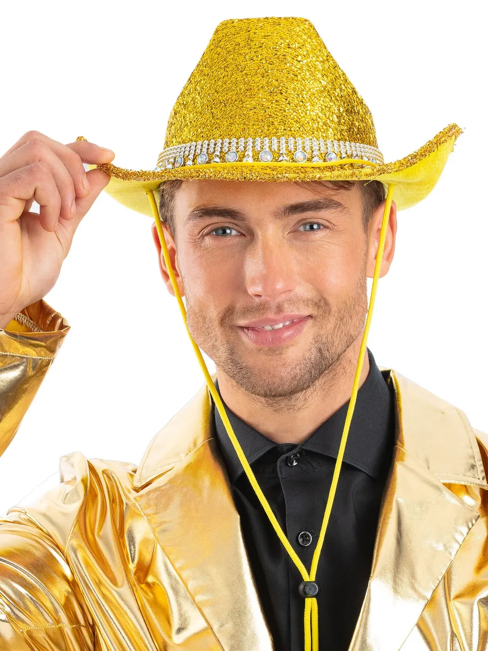 smiffys-fever-cowboyhut-gold-glitzer-strass-unisex image 1