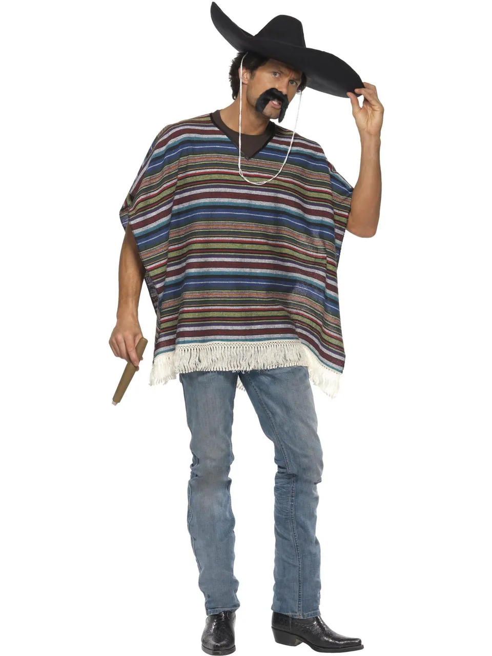 smiffys-fever-poncho-gestreift-mexiko-herren-einheitsgr-e image 1