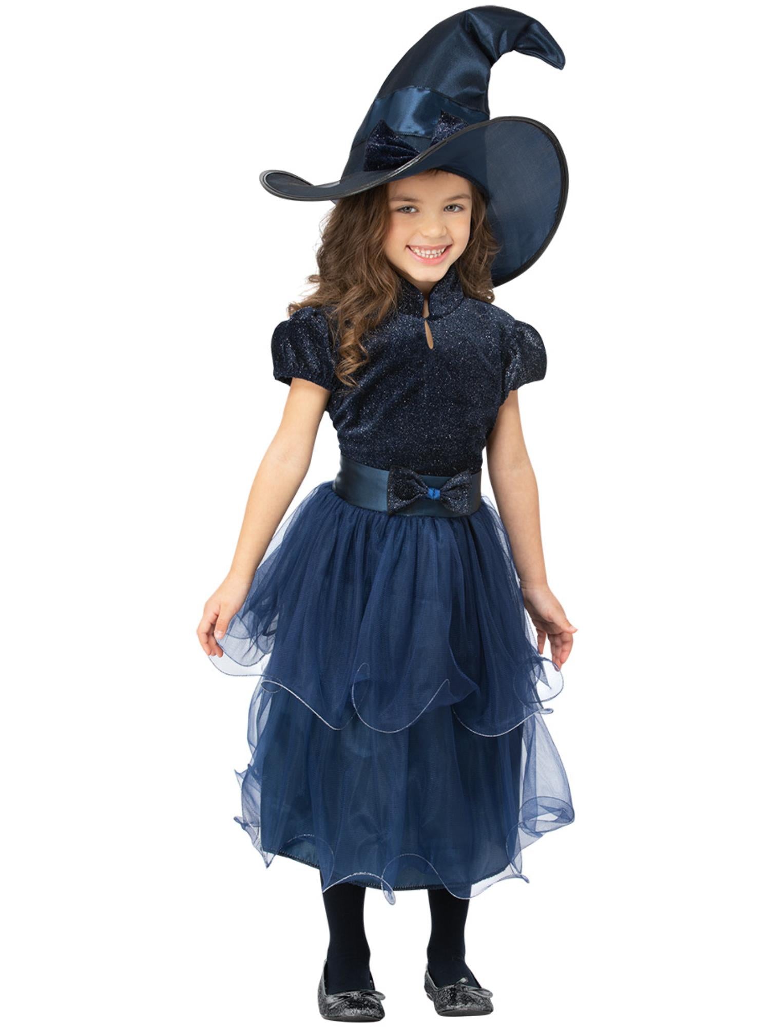 smiffys-fever-hexe-kost-m-blau-kinder-kleid-hut-7-9 image 4