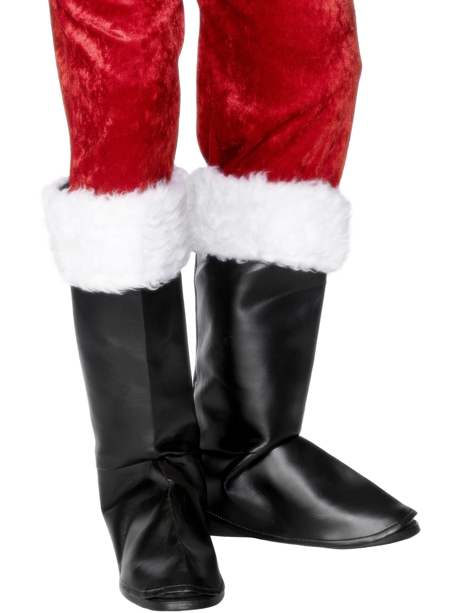 smiffys-fever-santa-stiefel-berzieher-schwarz-mit-fell image 1