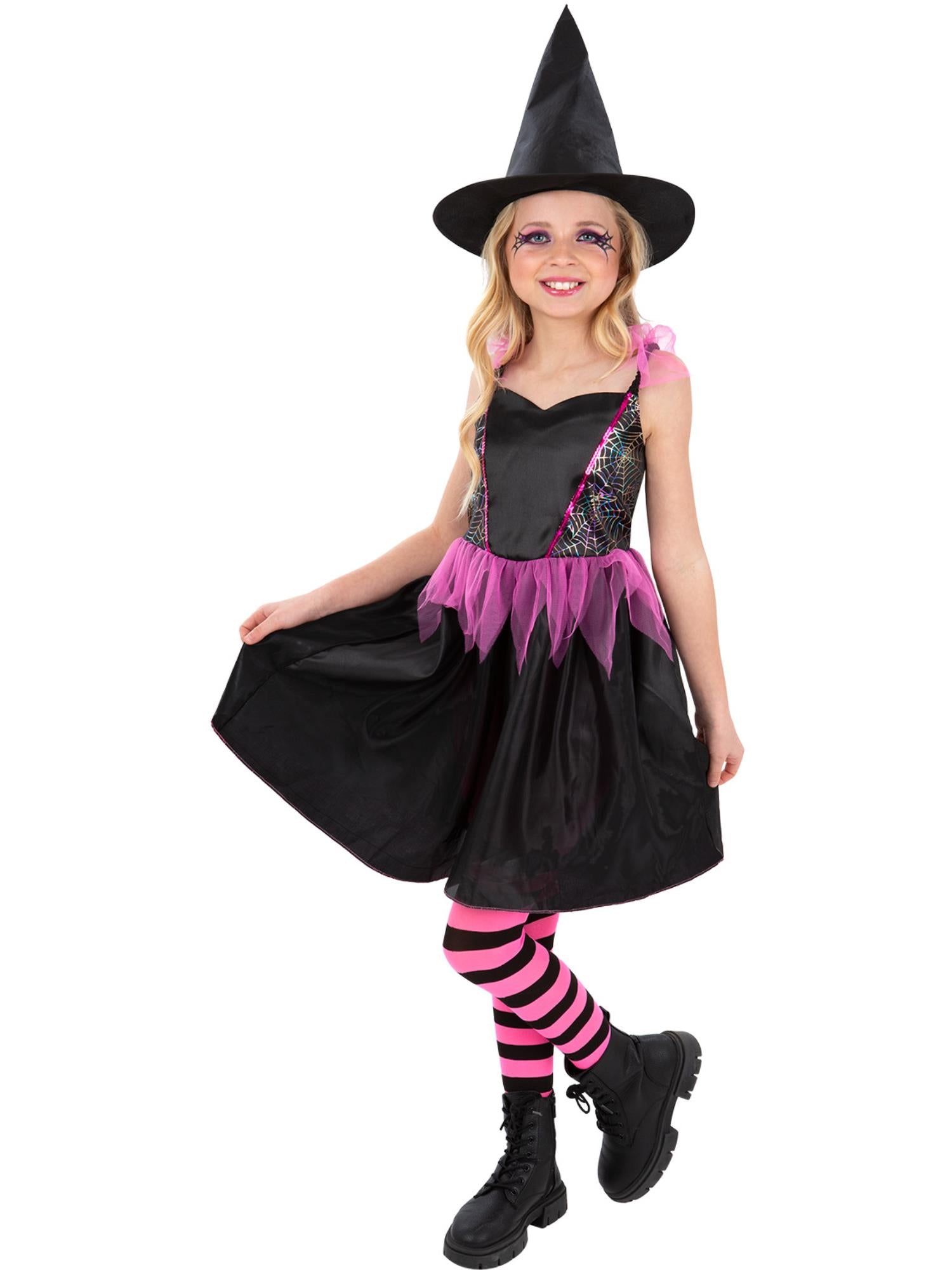 smiffys-fever-rainbow-hexe-kost-m-schwarz-7-9-jahre image 1