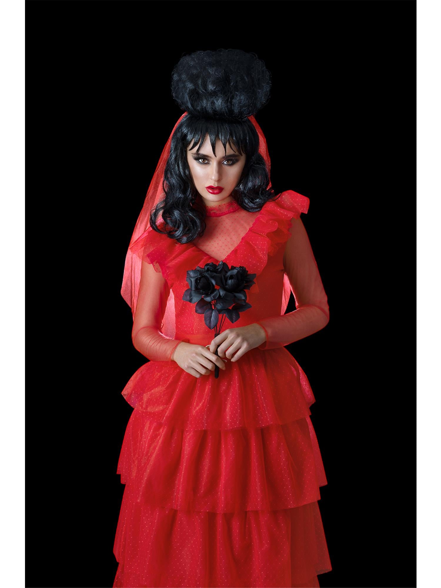 smiffys-fever-beetlejuice-lydia-brautkleid-rot-damen-mit-schleier image 5