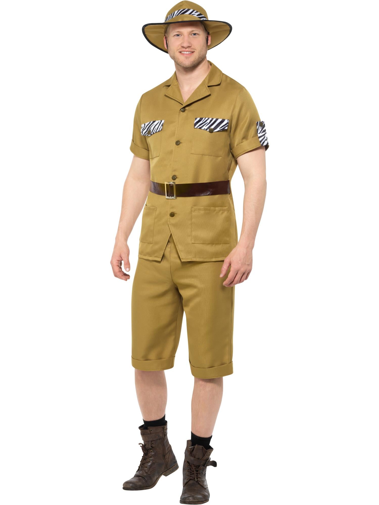 smiffys-fever-safari-kost-m-herren-khaki-l-mit-hut image 1