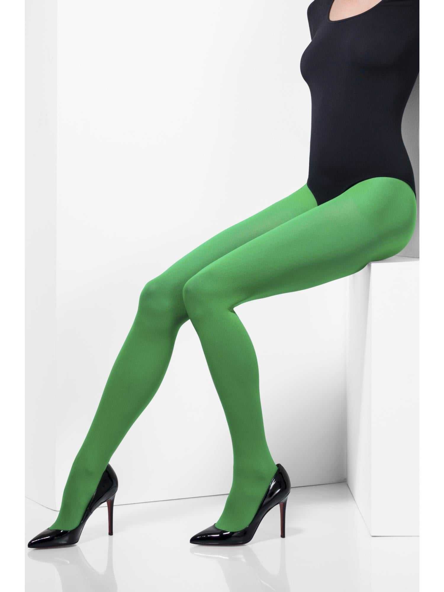 smiffys-fever-strumpfhose-gr-n-damen-blickdicht-kost-m-tights image 2