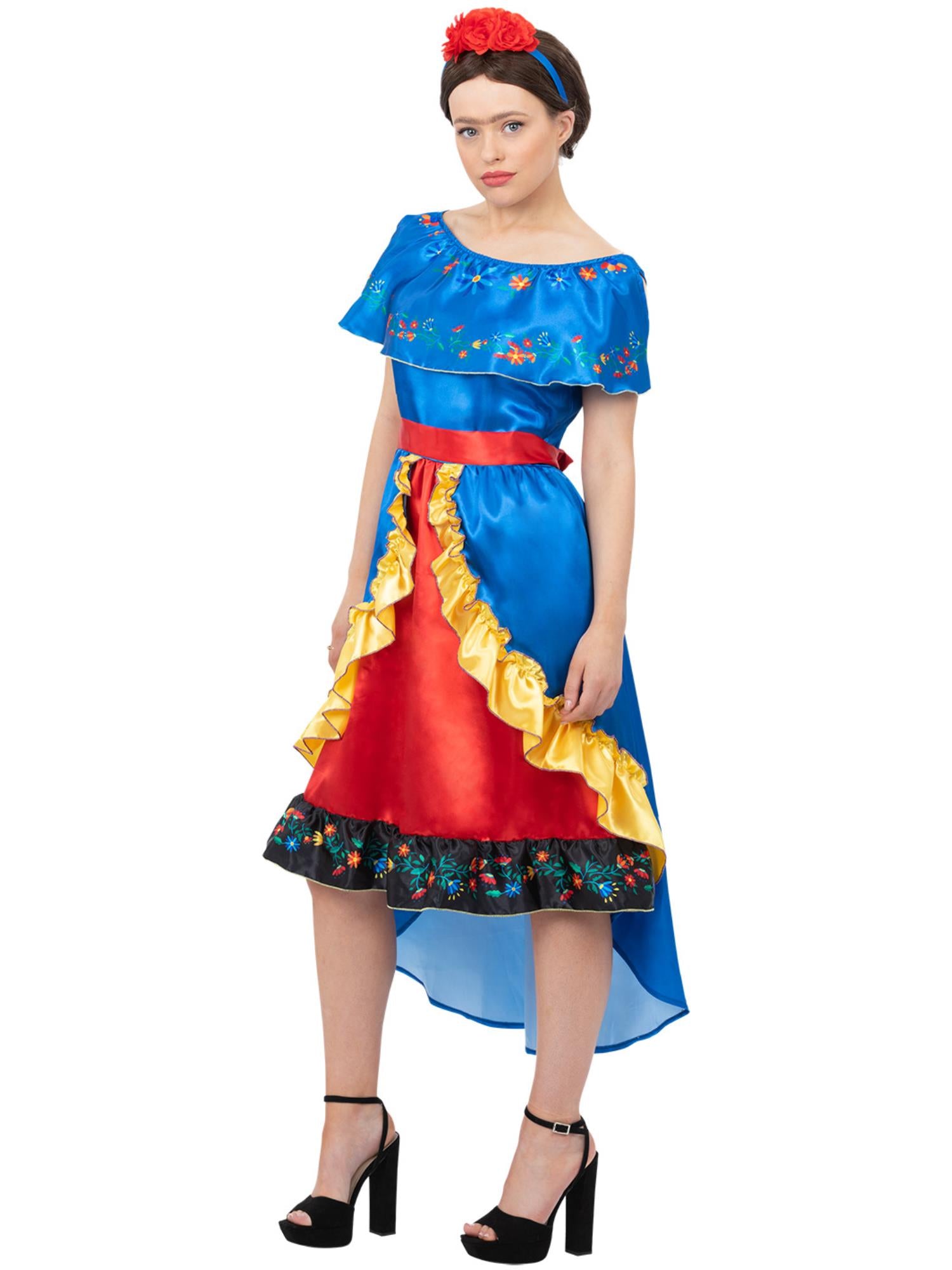smiffys-fever-frida-kost-m-damen-blau-mit-kopfband-gr-m image 2