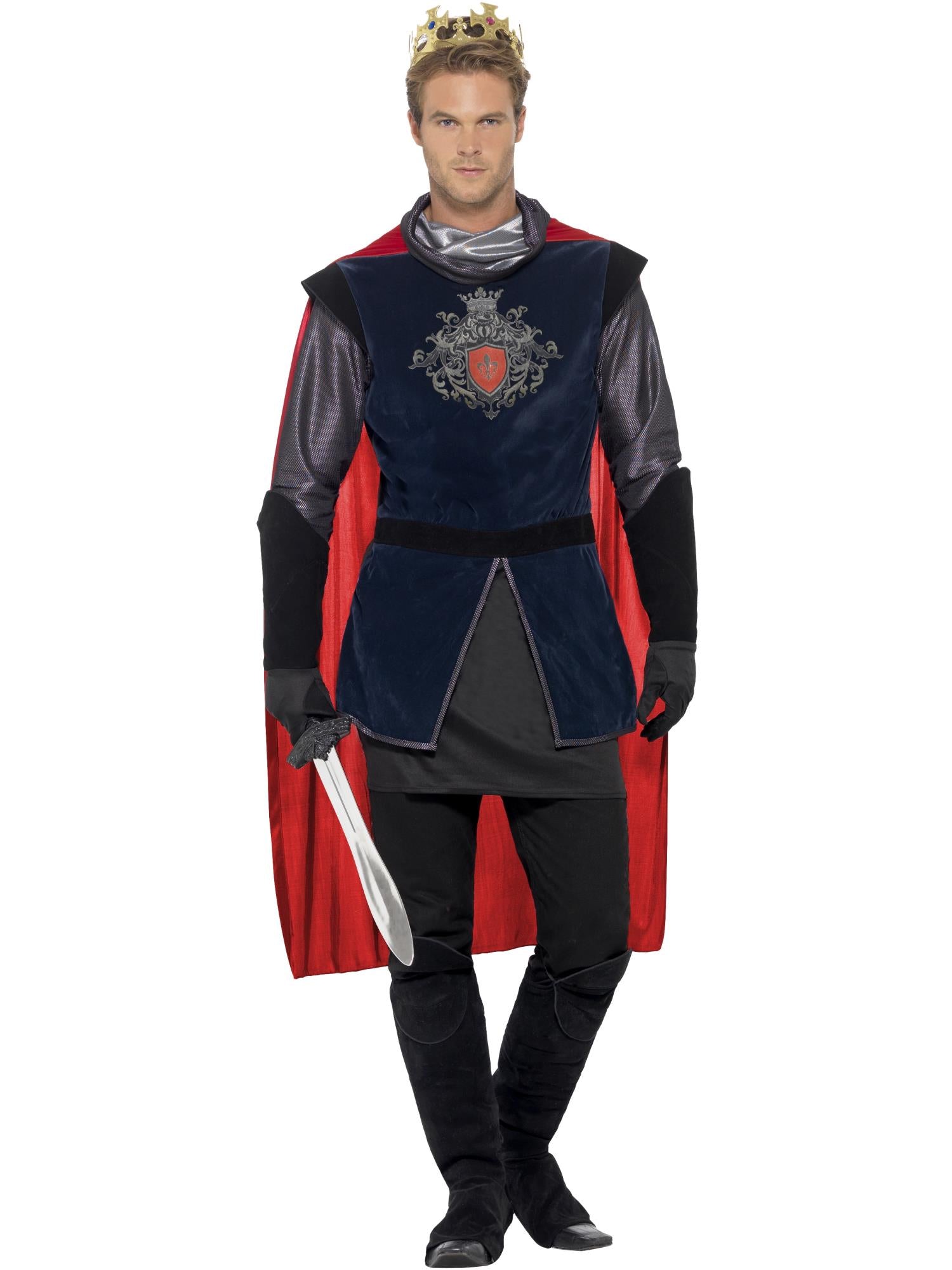 smiffys-fever-king-arthur-kost-m-herren-blau-rot-5-tlg image 1