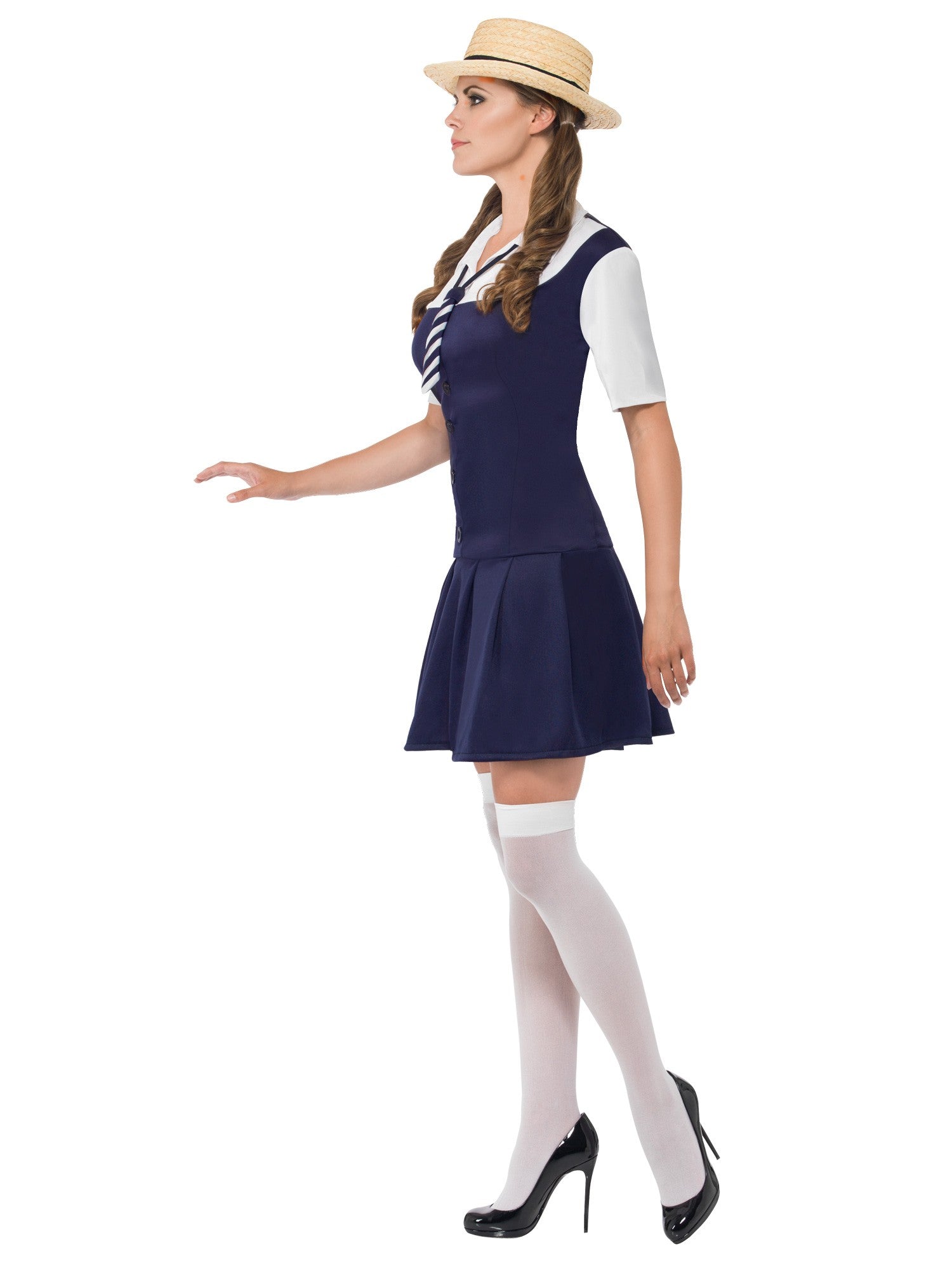 smiffys-fever-school-girl-kost-m-blau-mit-hut-damen image 3