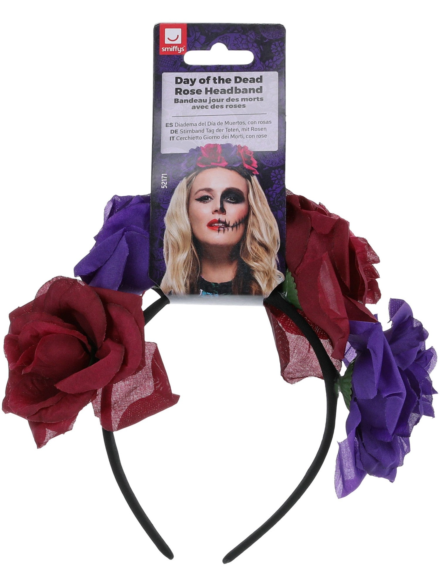 smiffys-fever-day-of-the-dead-rosen-haarband-bunt image 3