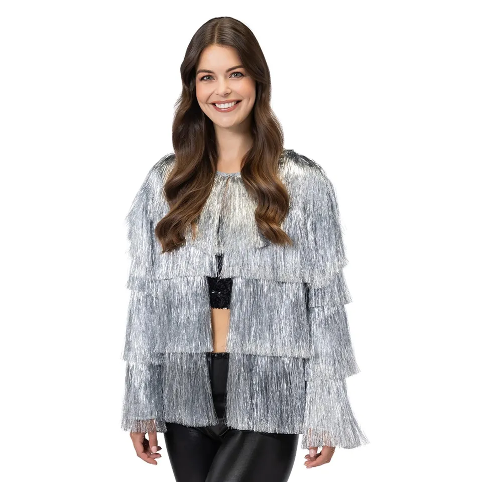 boland-flare-partyjacke-silber-mit-fransen-gr-e-m-l image 1