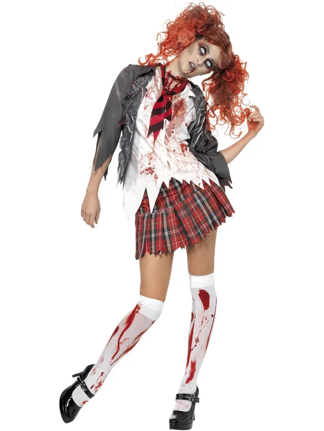 smiffys-fever-zombie-schoolgirl-kost-m-damen-grau-m image 1