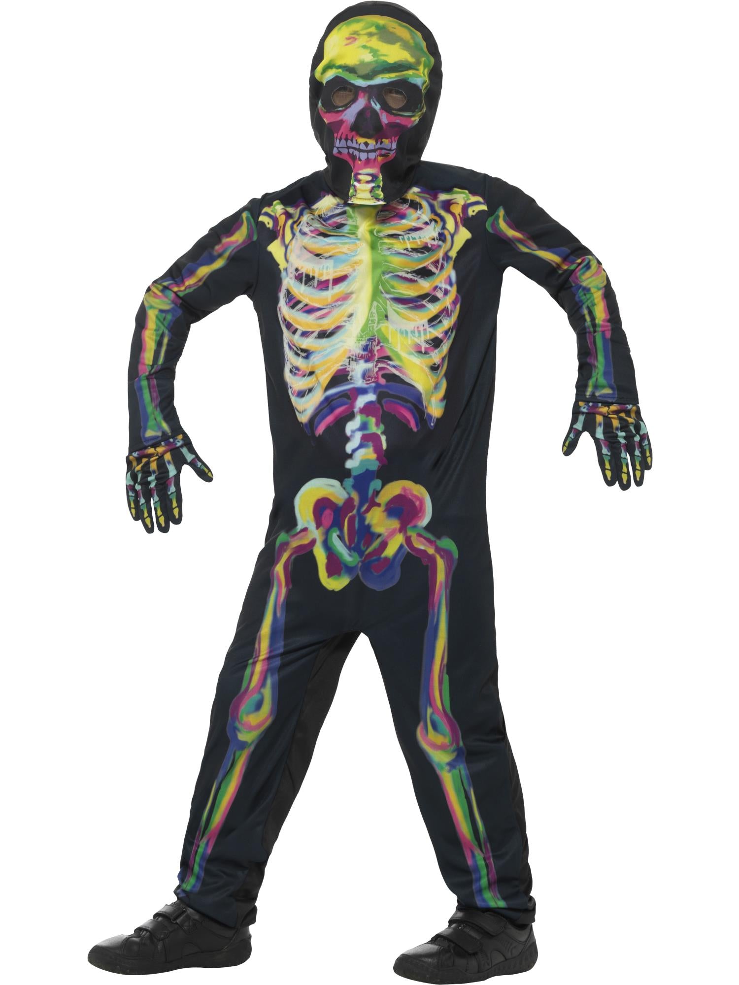 smiffys-fever-skelett-kost-m-bunt-l-10-12-mit-maske image 1