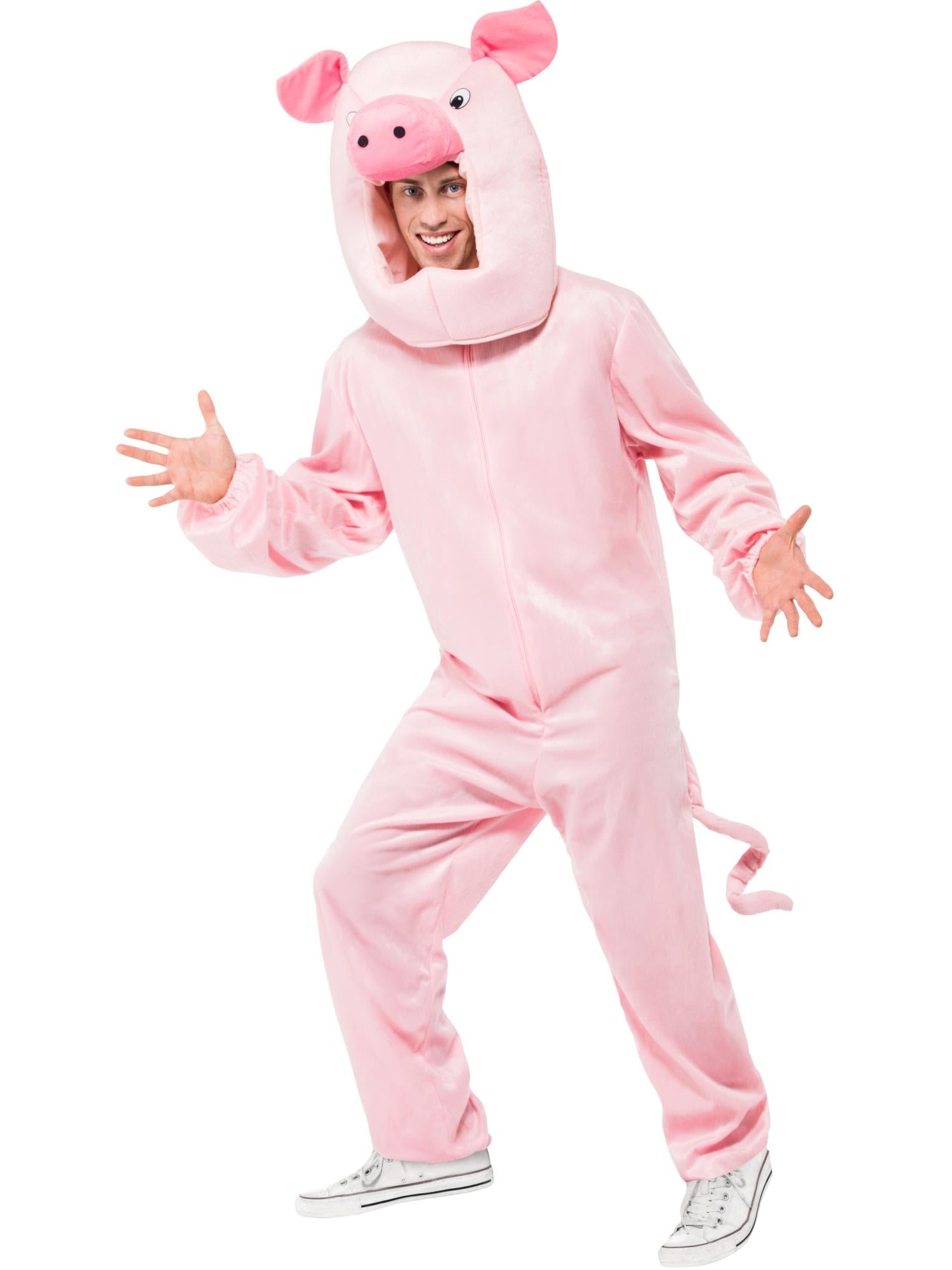 smiffys-fever-schweinekost-m-43814-rosa-overall-mit-kapuze image 3