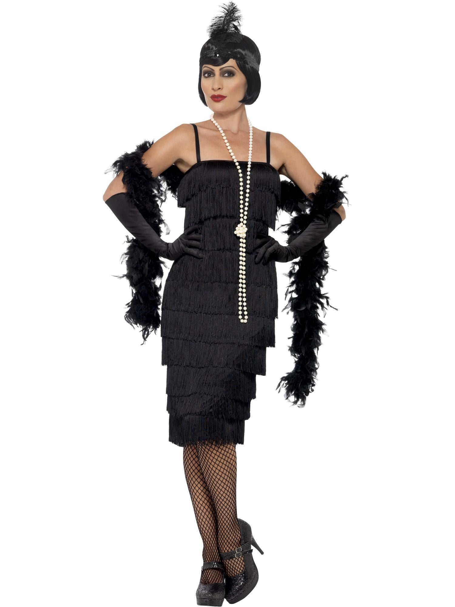 smiffys-fever-flapper-kost-m-schwarz-lang-mit-fransen image 1