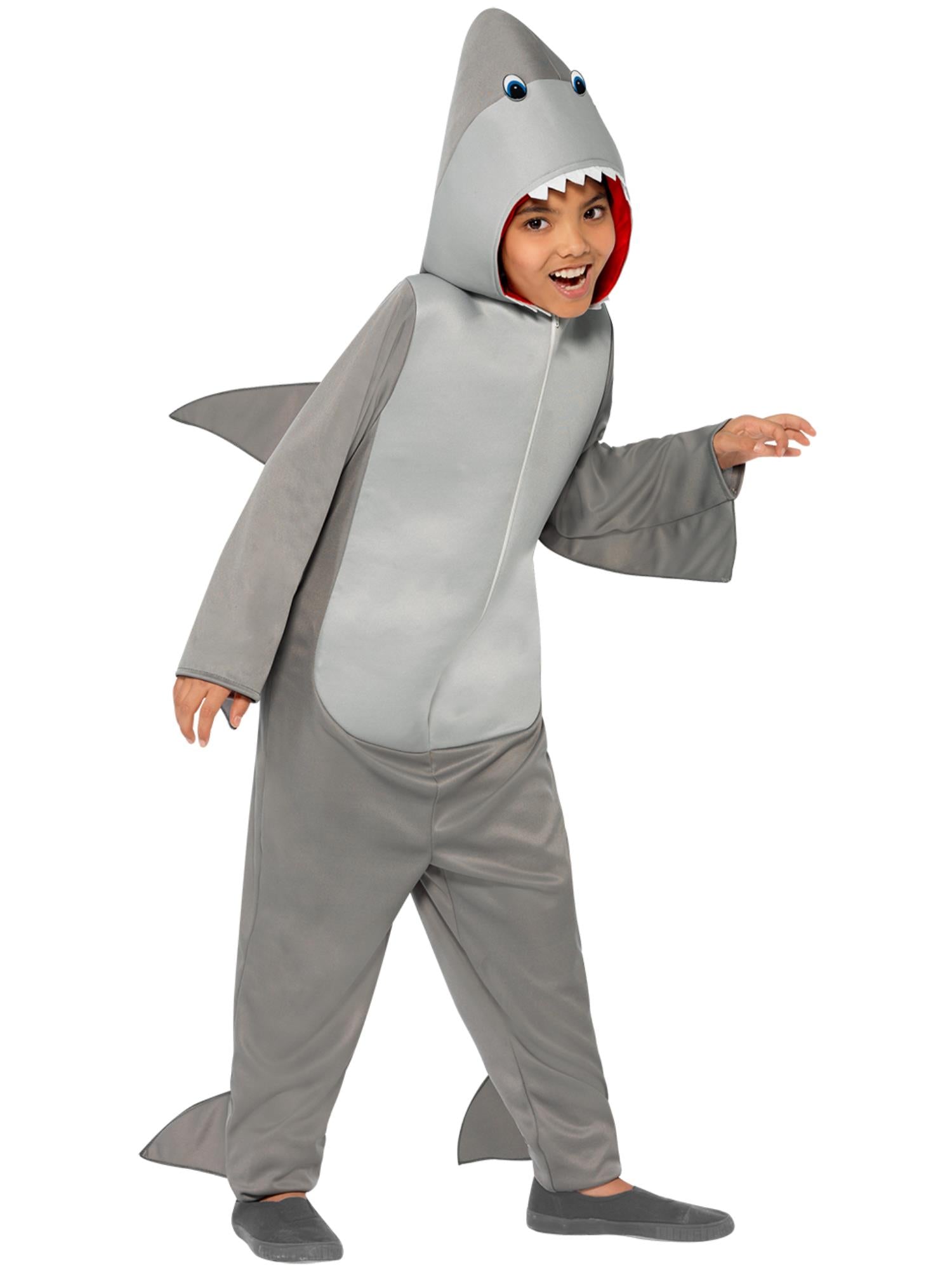 smiffys-fever-hai-kinderkost-m-grau-overall-mit-kapuze image 6