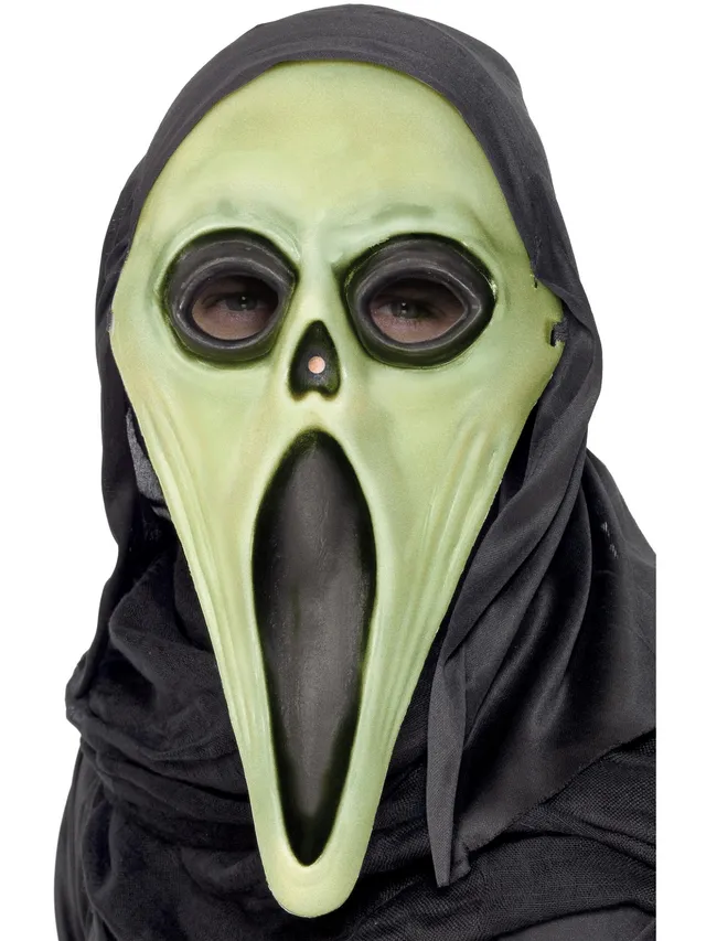 smiffys-fever-screamer-maske-horror-schwarz-gr-n-mit-kapuze image 1