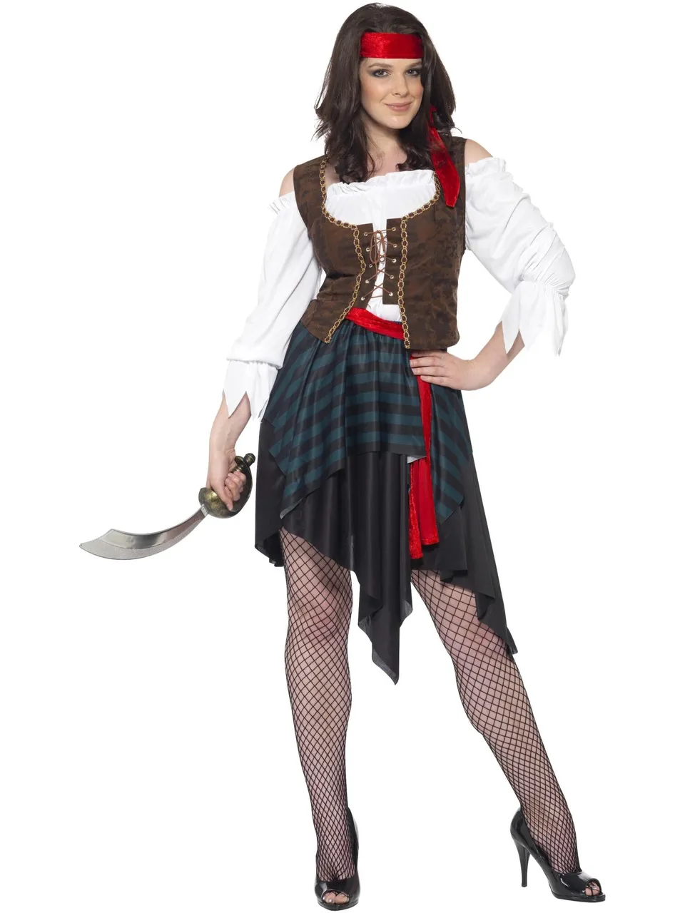 smiffys-fever-pirate-lady-kost-m-braun-damen-4-teilig image 1